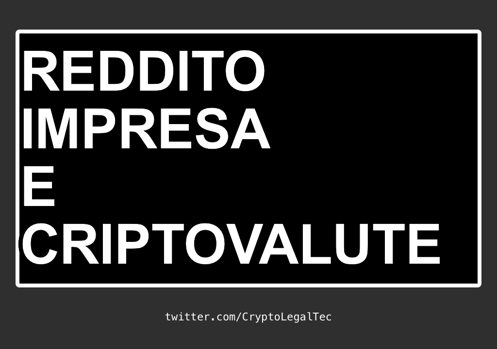 Reddito d’impresa e Criptovalute